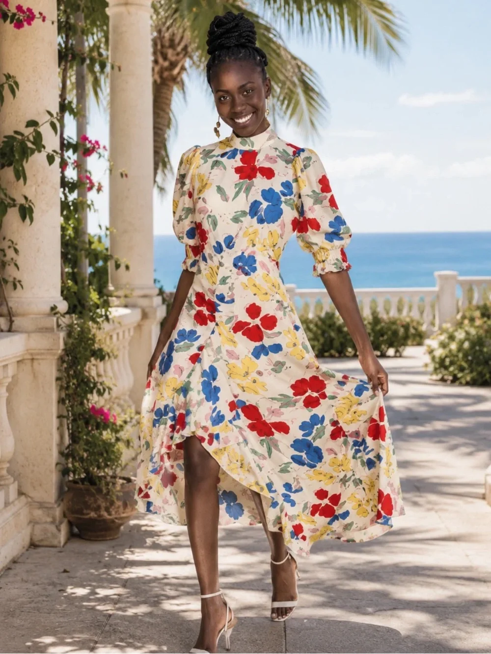 Rixo X Target Floral Mock Neck Ruffle MIDI Dress Size 4 NEW